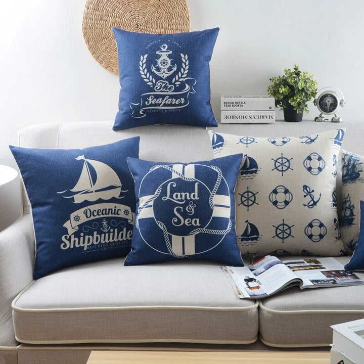 Nordic Style Mediterranean Sea Anchor Pillow Cover
