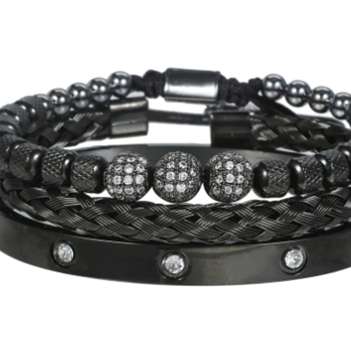 Luxury Micro Pave CZ Round Beads Royal Charm Men Bracelets