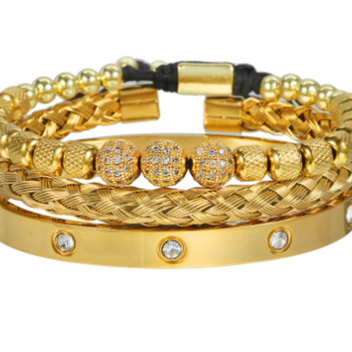 Luxury Micro Pave CZ Round Beads Royal Charm Men Bracelets