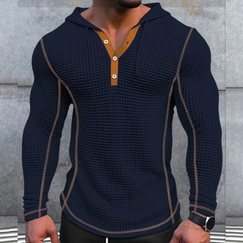 Casual Long Sleeve Buttoned Hoodies Tees